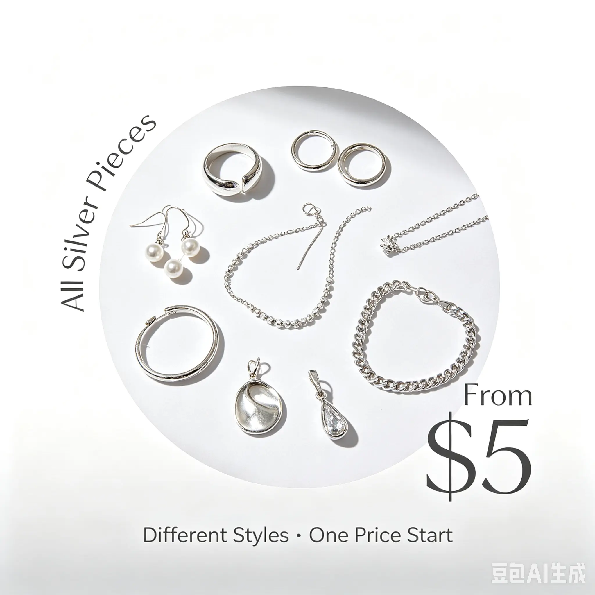 999 Silver Jewelry Set - Earrings, Rings, Necklaces for Home Decor Hanging Display Accents
