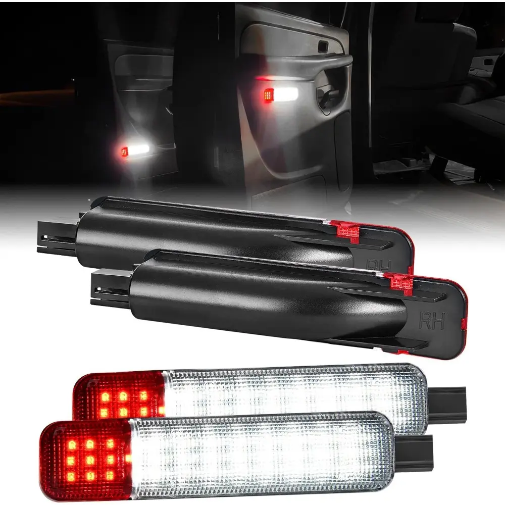 LED Interior Door Panel Light Courtesy Warning Lights White Red Plug and Play Compatible With Chevy,GMC C/K,Silverado,Sierra 1500,2500,3500 HD,Suburban,Cadillac Escalade,Hummer H2