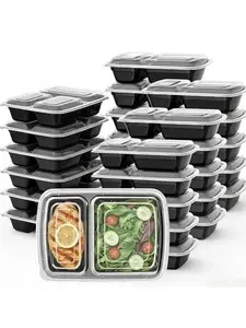 Uni-Pak Kitchen Stackable Thick Meal Prep Container Set, Reusable with Lids, Sturdy Leakproof Food-Safe Plastic Storage, Microwave Freezer Dishwasher Safe, Ideal for To-Go Takeout