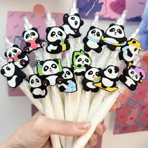 10/20 Pcs Creative Minimalist Cartoon Red Panda-Themed Retractable Ballpoint Pens Campus Design Stationery Series for Back-to-School | Press-Action Gel Pens | Random Colors