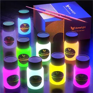 Glow in the Dark Acrylic Paint - Fluorescent Paint for Canvas - Neon Craft Paint - Blacklight Paint Set – Art Supplies for Adults - Gift for Artists