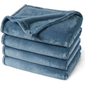 Ultra Twin Size, No Shed No Pilling Plush 300GSM Lightweight for, Couch, Chair, Sofa Suitable for, 66" x 90", Captain's Blue