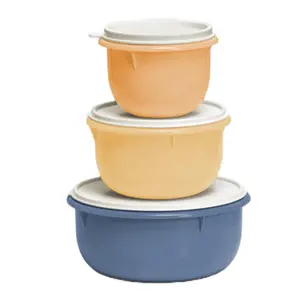 Tupperware 3-Piece Multipurpose Mixing Bowl Set for Food Prep & Storage Airtight Leakproof Deep Design Easy-Grip Rims Durable BPA-Free Materials Nesting Bowls 5c/8c/13¾c Sizes
