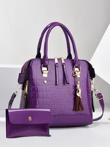 Fashion Crocodile Print Women's Handbag Purse, 2-Piece Set, Trendy Seasonal Large Capacity Crossbody Bag, Casual and Versatile, Perfect for Daily Use, Ideal Mother's Day Gift