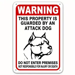 [Warning Sign] 1 count Iron Wall Hanging Warning Sign |   8"x12" English Language "Beware of Dog" Notice for Property Security, Multipurpose Outdoor Sign for Guard Dog Alert, Not Responsible for Injury or Death