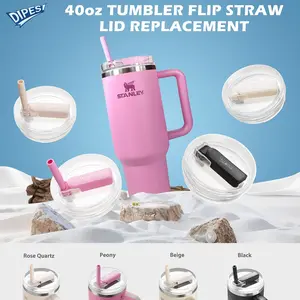 DIPESI 2-piece 40oz Insulated Tumbler Replacement Lids, Leak-proof and Spill-proof Flip-top Straw Lids, Washable PP Lids, Dishwasher Safe, Water Bottle Accessories, Kitchen Supplies