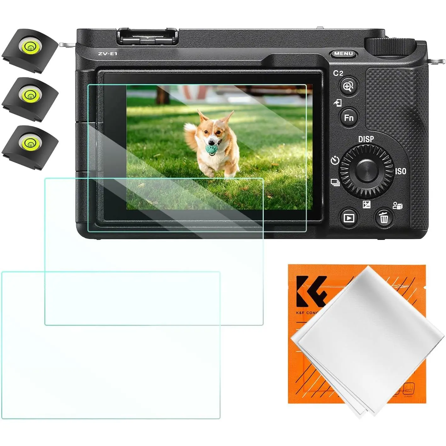 K&F CONCEPT 3 Pack Camera Screen Protector Compatible with Sony ZV-E1/A7 IV/A6700/A7CII, 0.3mm 9H Hardness Tempered Glass Cover Anti-Scratch Bubble-Free & Hot Shoe Cover, Protection, Accessories, 3-Pack Kit