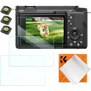 K&F CONCEPT 3 Pack Camera Screen Protector Compatible with Sony ZV-E1/A7 IV/A6700/A7CII, 0.3mm 9H Hardness Tempered Glass Cover Anti-Scratch Bubble-Free & Hot Shoe Cover