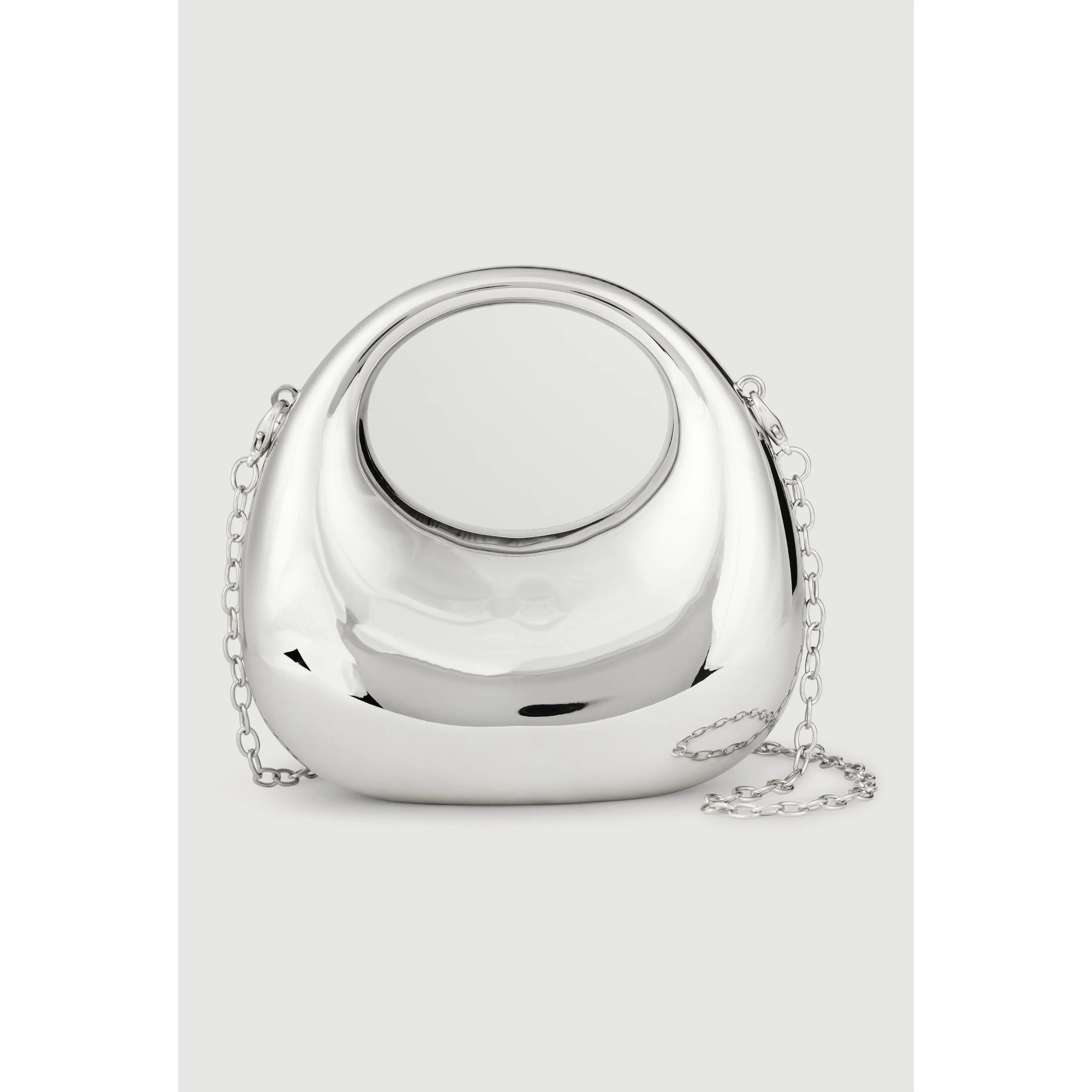 Metallic Sculptural Top Handle Mini Clutch Bag