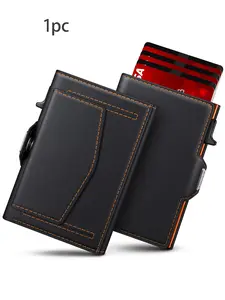 Men's Ultra-Thin Smart Anti-Radiation Card Wallet, Front Pocket Pop-Out Design with ID Window, Perfect Gift for Husband or Father