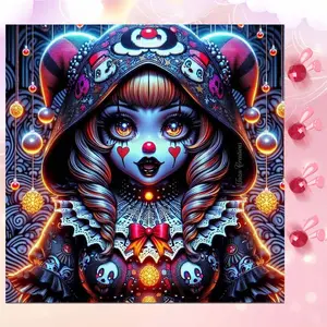 5D DIY Full Drill Round Diamond Painting Kit - Diamond Art Painting Set Bow Tie, Clown Pattern, Braid Mosaic, Canvas - DIY Decorative Painting, Home Wall Decor, Suitable for Halloween and Christmas, Birthday and Anniversary Gifts.