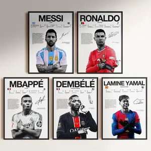 [SALE UP TO 41%] [UNFRAMED] Messi Ronaldo Mbappe Dembele Lamine Yamal Poster Bundle, Iconic Soccer Wall Art for Fans Home Decor and Football Gift