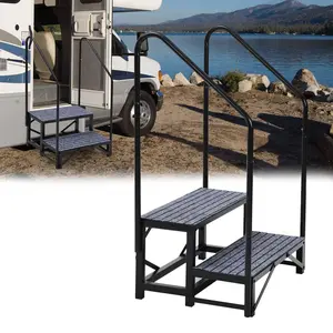 Garvee Portable 2-Step RV Stairs with Handrails, RV Steps Ladder with Non-Slip Mats, for Travel Trailers, Campers, Hot Tubs, Porch, Pool, Pets
