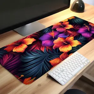 Creative Floral Pattern Mouse Pad, Rectangle Gaming Mouse Pad, Natural Rubber Anti-slip Desk Keyboard Mat for Home Office Desk