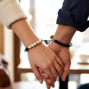 2026 New Upgrade Magnetic Adjustable Strap Personalized Matching BF GF Couples Bracelet Simple Style Fashionable Valentine’s Gift Sports Outdoor Leisure Unisex Men Women Easy Magnetic Clasp Trendy Daily Wear Hot Selling Cool Accessory