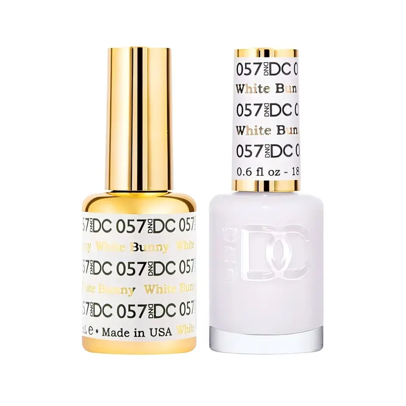 DAISY DND DC White Bunny 057 Gel Polish Single Bottle - 0.6 fl oz Nail Care Product, Professional UV-Cured Long-Wearing Formula with Ethyl Acetate, Youth-Focused for Well-Polished Nails at Home/Pro Use, Made in USA (Multi-Pack Options)