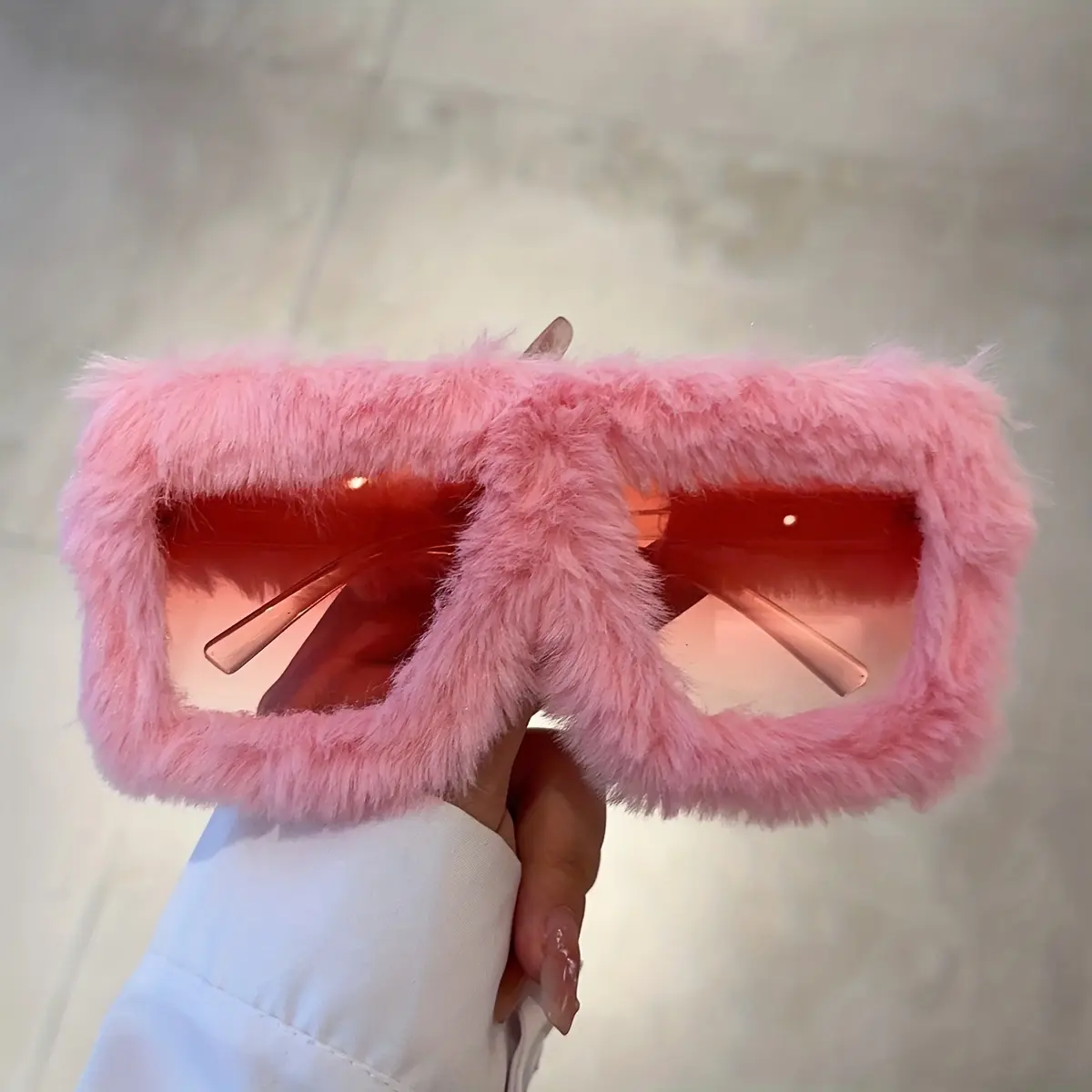 Women's Oversized Pink Large-Frame Plastic Non-Prescription Glasses - Lightweight PC, Fuzzy Texture Decorative Eyewear, Party Supplies, Festival for Costume and Daily Wear, timeless versatile modern