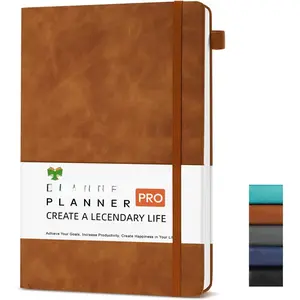 Lined Journal Notebook, 200 Pages, Leather Hardcover Notebooks, A5 College Ruled Thick Classic with Pen Loop Notebook Journals for Writing, for Women Men Office School, 5.75'' X 8.38'', Brown