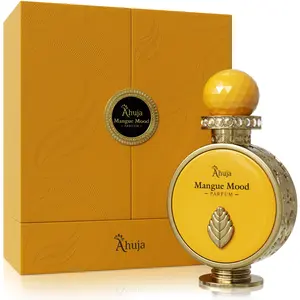AHUJA Mangue Mood – 3.4 oz Parfum | Unisex Mango Floral Scent | 35% Long Lasting Oil | Alphonso Mango, Bergamot, Tuberose, Amber, Sandalwood | Luxury Yellow Gift Box | “Some Moods Stay Golden”