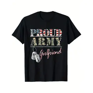 Proud Girlfriend American Flag  Military T-Shirt
