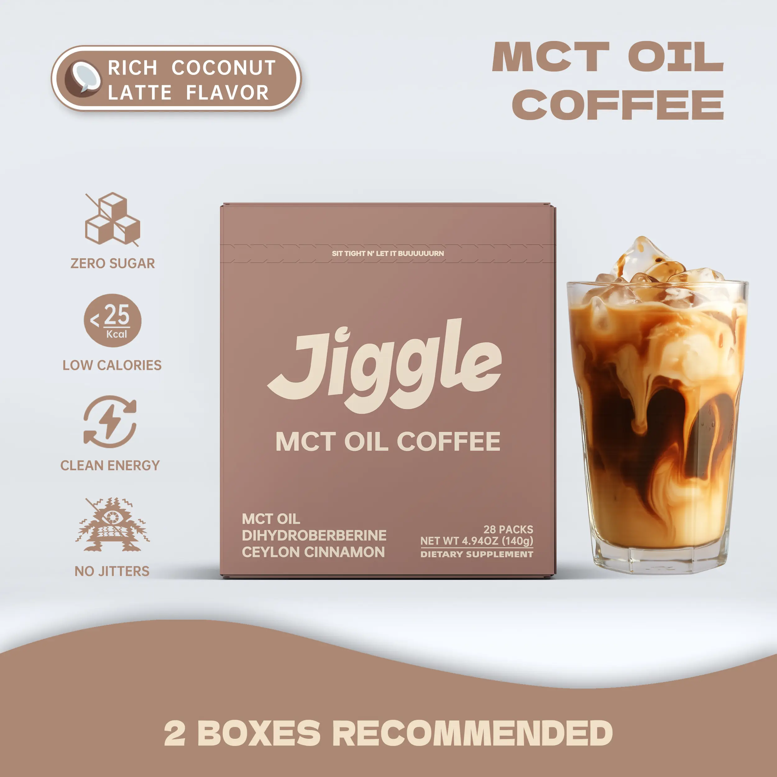 Jiggle Energy Instant Coffee | Protein Cinnamon Drinks | Coconut