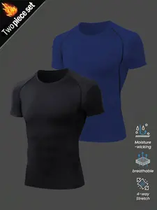 Men's Compression Shirts Short Sleeve Cool Dry Rash Guard Sports Athletic Workout Base Layer Undershirt Gear T Shirt for Gym