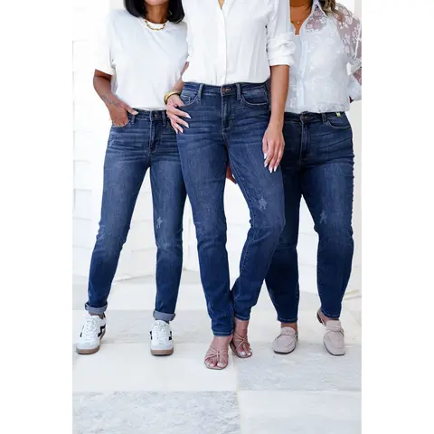 Restock! Judy Blue Meant To Be Mid Rise Dark Wash Multiple Inseam Relaxed Fit Jeans