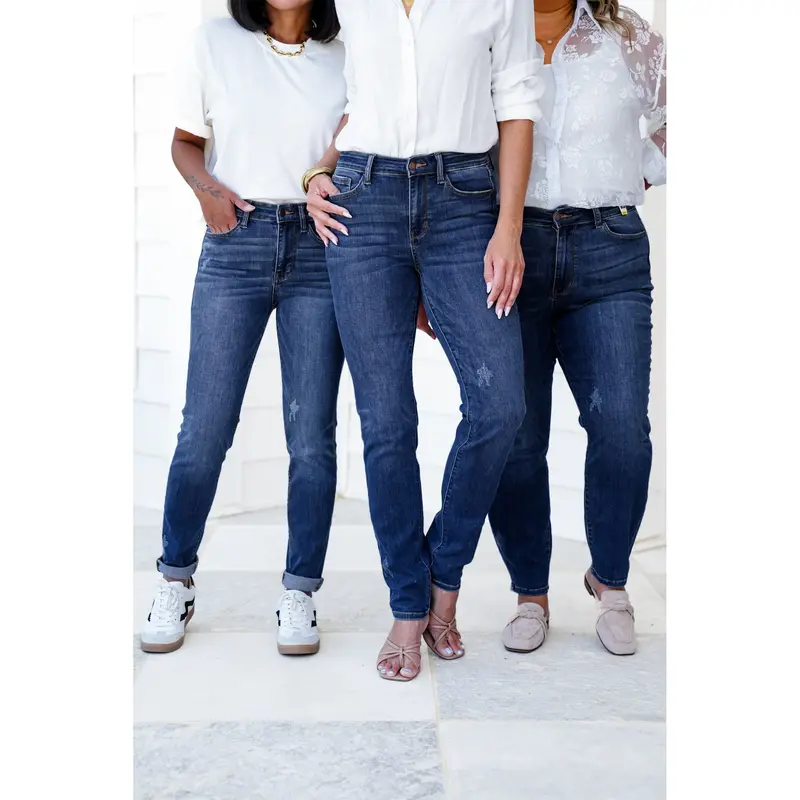 Restock! Judy Blue Meant To Be Mid Rise Dark Wash Multiple Inseam Relaxed Fit Jeans