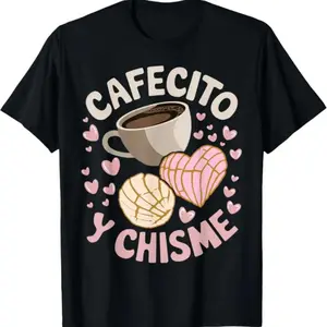 Cafecito Y Chisme Latina Mexican Baked Concha Pastry Conchas T-Shirt walk  by  faith  tee Flower Print Casual T-Shirt Unisex Horror Movie Villains Asymmetrical Long Sleeve Cami Top Elegant Blue Long Sleeve Top Day of Sweatshirt Sweetheart and