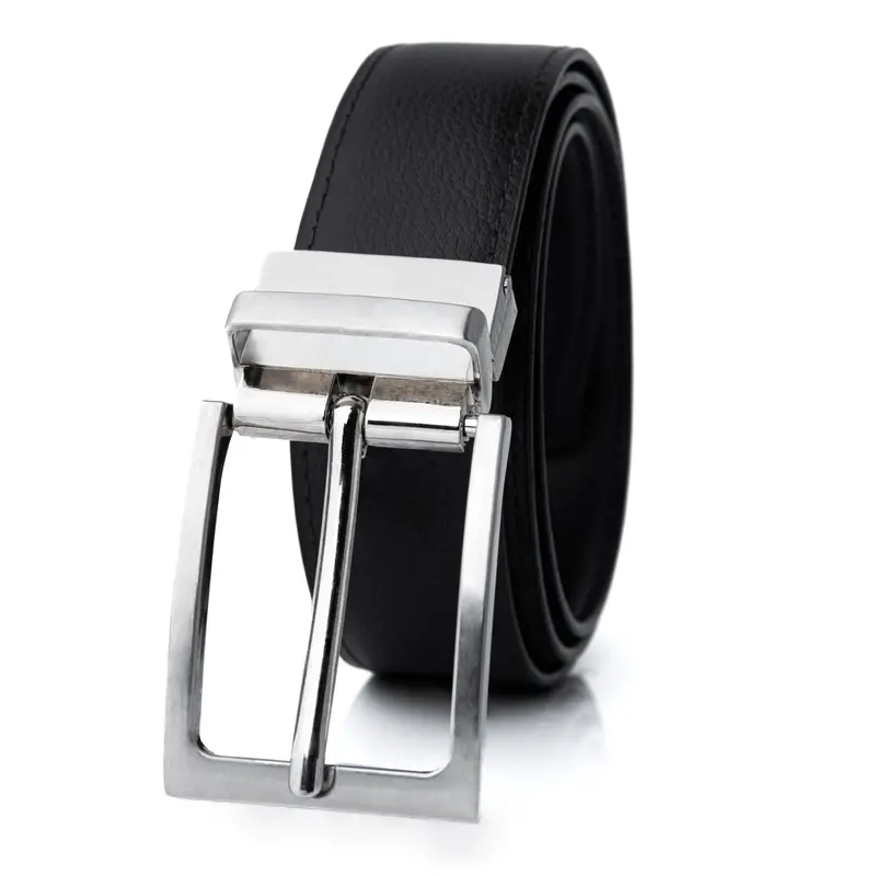 Reversible Fashion Belt- Reversible Change Color (Black to Brown), 1.30in Plain Solid Strap, Rotating Solid Buckle, Multi-Size (S, M(34), XXXL(42)) for Everyday Casual Wear