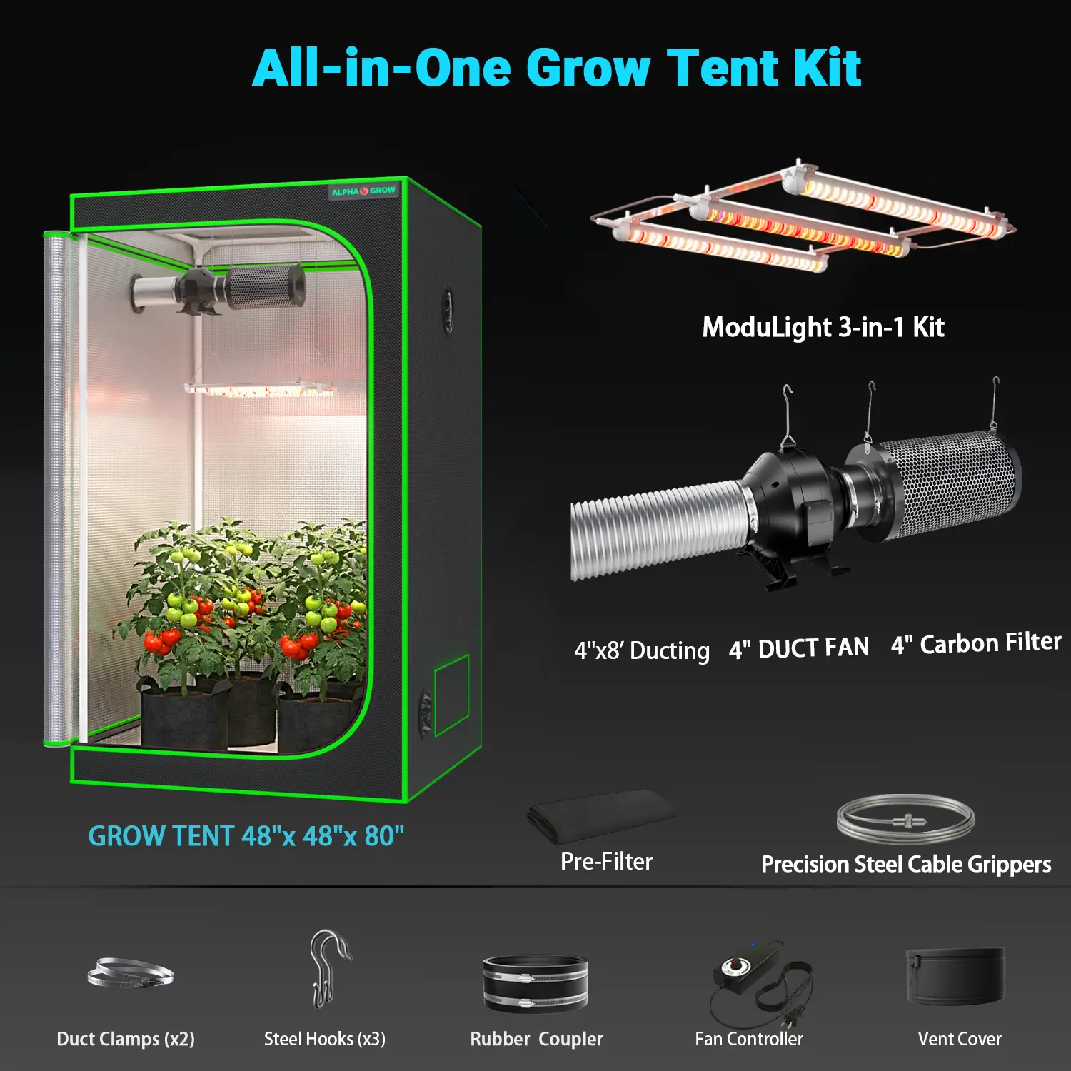 4x4 1800D Tent+4'' Complet Kit