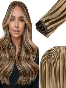 Flat PU Twin Tabs Remy Human Hair Butterfly Weft Extensions Hand Tied Invisible Hole 40 50g Long Lasting Fullness Daily Use Wear