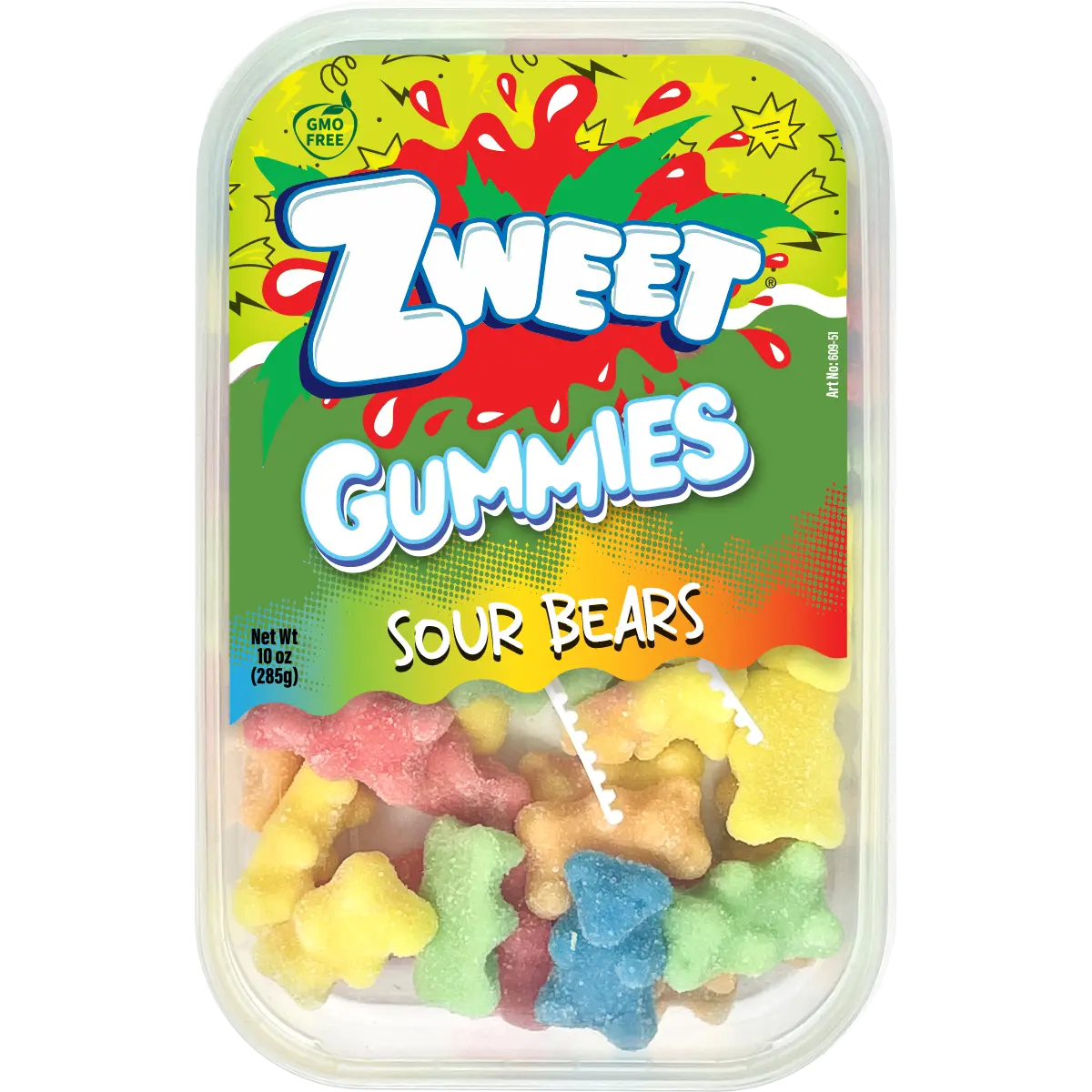 Neon Gummy Sour Bears Candy | Zweet | 10 oz
