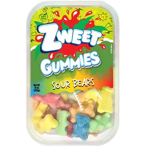 Neon Gummy Sour Bears Candy | Zweet | 10 oz