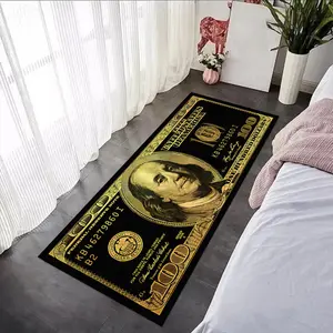 100 Dollar Pattern Carpet, 1 Count Non-slip Washable Soft Daily Floor Mat, Decorative Area Rug for Home Living Room Bedroom Study Room