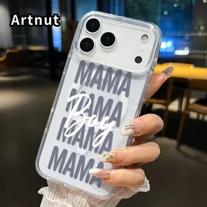 Mama's Echo Pattern Magnetic Phone Case for iPhone 17 16  Pro Max Plus 15 14 13 12 11 Air E Non-Yellowing Clear Crystal Drop-proof Slim Silicone Shockproof Transparent Acrylic Large Hole Cover Supports Wireless Charging