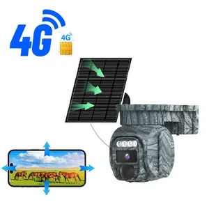 4G LTE Solar Security Camera Wireless Outdoor 2K Color Night Vision PIR Motion Detection Alerts 355° Pan Tilt Two-Way Talk Solar Powered Weatherproof Cloud SD Storage Family Share Camouflage