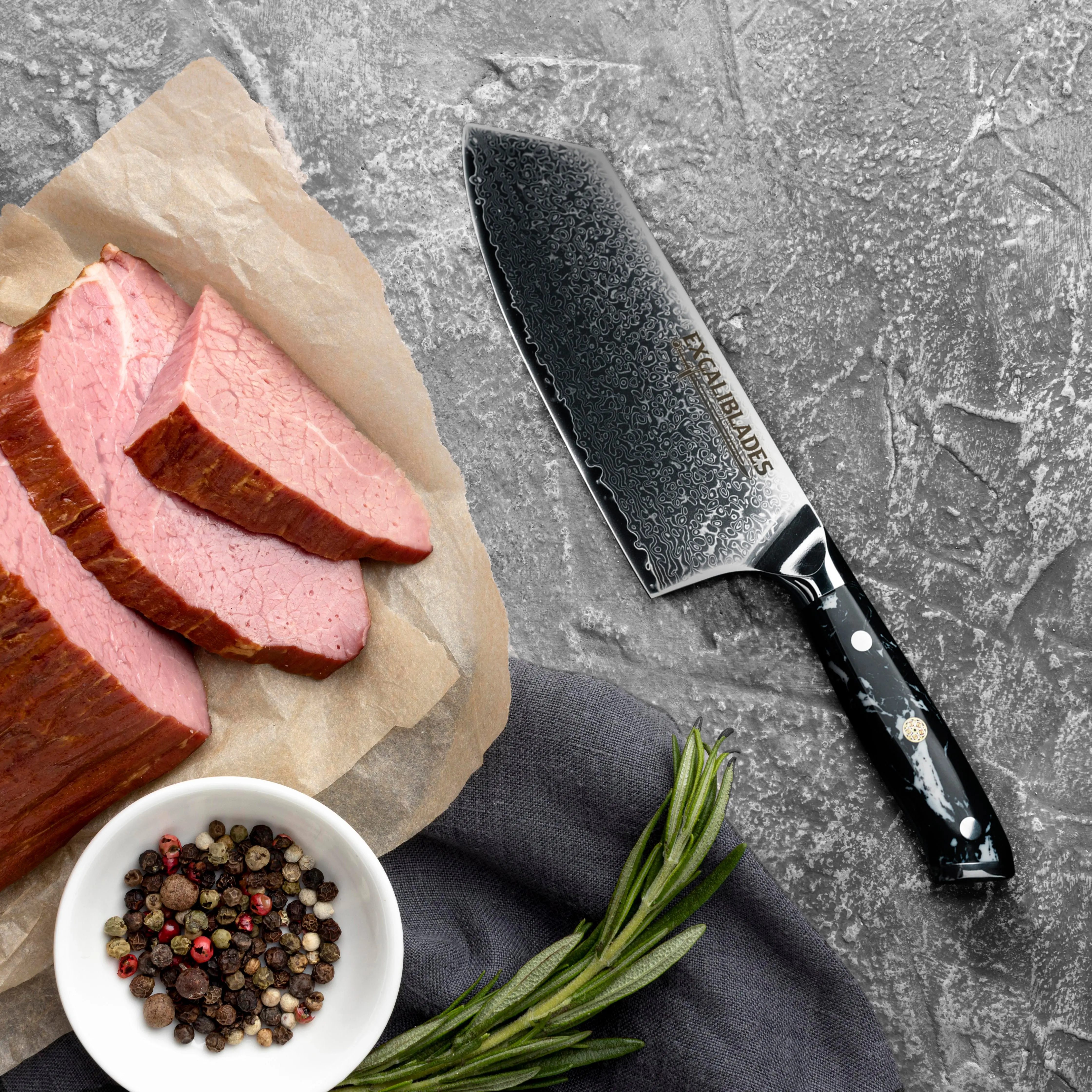 Excaliblades High Carbon Stainless Steel Cleaver Knife - Razor Sharp Edge, Ergonomic Full Tang Grip, Long-Lasting Performance - Kitchen Essential for Home Cooking & Professionals, Knives