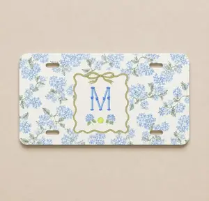 Personalized Blue Hydra License Plate And Frame, Monogram Auto Decor