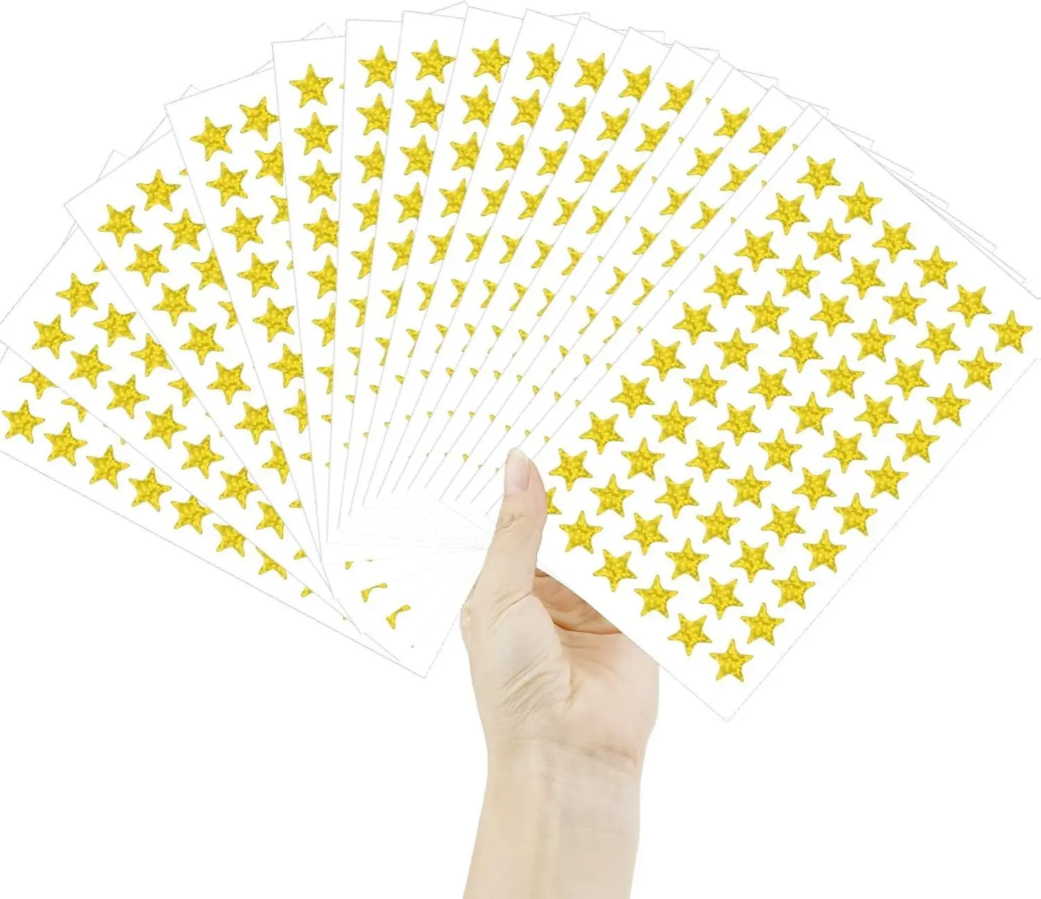 1800 PCS Gold Star Stickers 30 Sheets Holographic Foil Stars for Kids Reward School Planner Behavior Chart Classroom Teacher Supplies Safe Non-Toxic Material