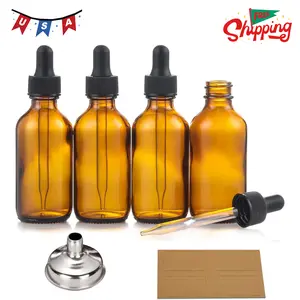4 Pack, 2 oz Bottles with Dropper & 1 Funnel & 4 Labels