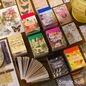 Mini Material Book Pack of 100, Scrapbook Materials, Random Colors, Retro Collage Handmade Decoration Paper, Memory Collection Series