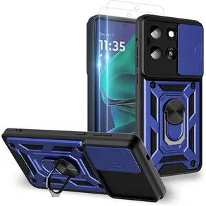 for Moto G Stylus 2025 Case with 2PC Screen Protector,Sliding Camera Cover and Multi Angle Stand for Motorola Moto G Stylus 5G 2025 CaseBlue