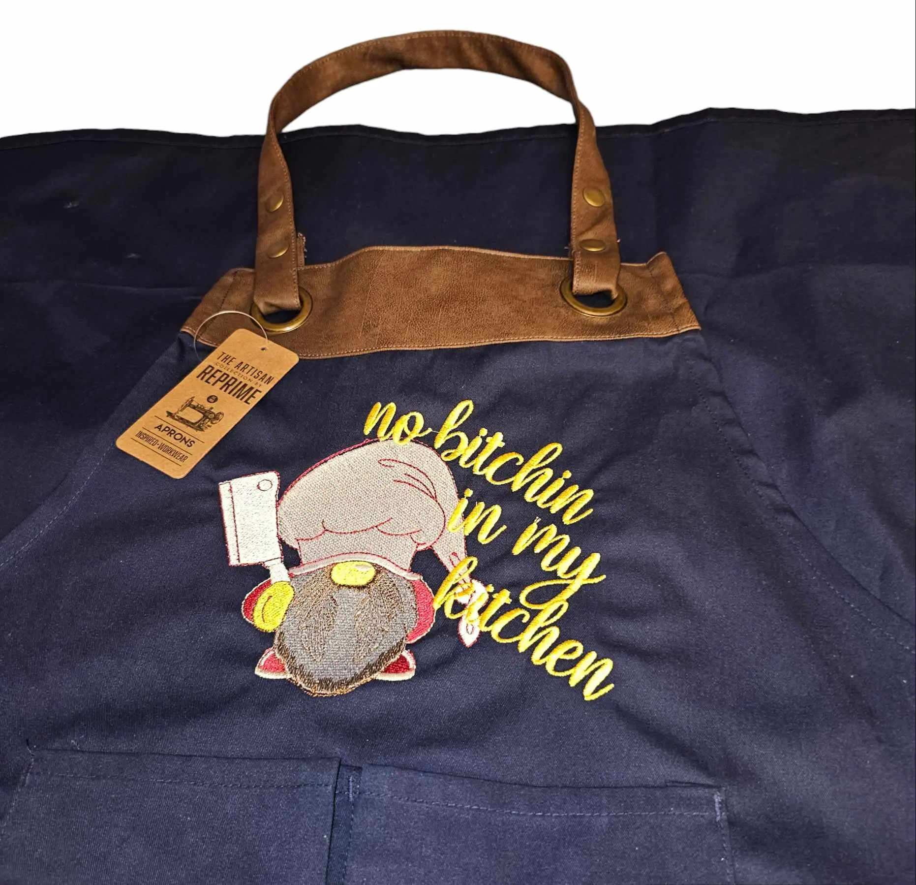 Custom Embroidered Full-Length Apron with Pouch Pocket