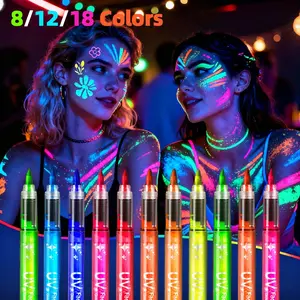Direct Liquid Luminous Marker Pen UV Body Painting Pen Washable Temporary Tattoo Luminous Highlighter Pen