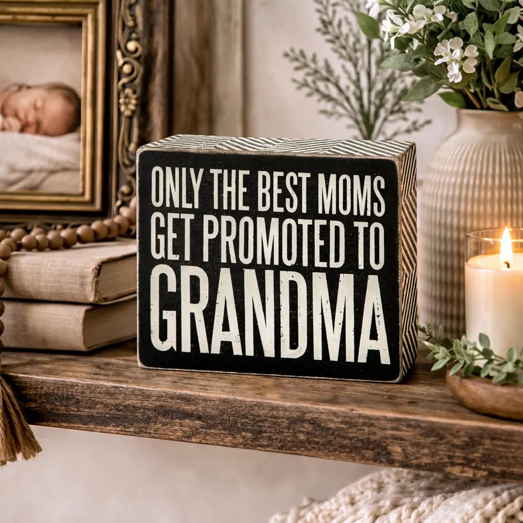 Primitives by Kathy Chevron Trimmed Box Sign, 5" x 4", Grandma