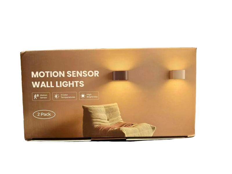 Motion Sensor Wall Light with Remote Control 3 Colors Wireless Wall Sconces LED Indoor Up and Down Lamp 5000mAh Rechargeable Battery Powered Brightness Adjustable White 2 Pack