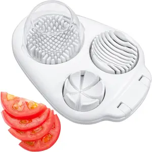 Egg Slicer for Hard Boiled Eggs - 3 Slice Modes, Handy Heavy Duty Stainless Steel Egg Cutter - Kitchen Dicer for Strawberry, Mushroom, Grape, Cherry Tomato (White) Utensils