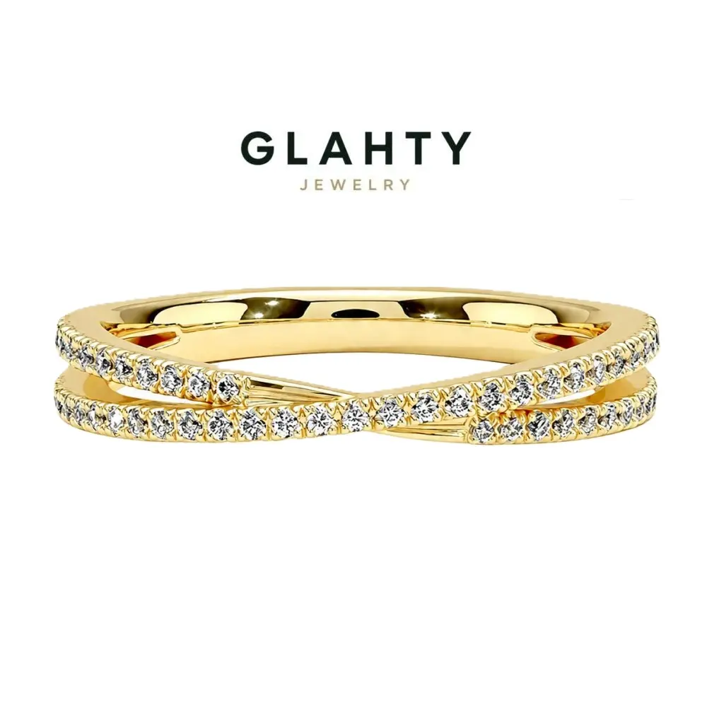 Glahty Jewelry S925 Sterling Silver Moissanite Cross-Over X Ring Moissanite X Ring, Fresh Stackable S925 Sterling Silver Ring, Unisex Multi-style Wear Jewelry, Ideal Gift