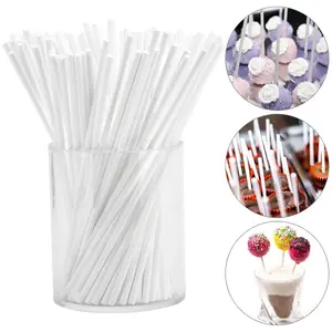 100Pcs Lollipop Stick Food-Grade Paper Pop Sucker Sticks Cake Pop Sticks for Lollypop Candy Chocolate Sugar Pole Party Supplies